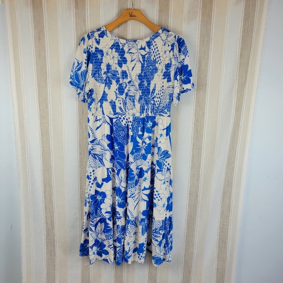 Polagram Floral Midi Dress Blue‎ White Size 2XL Modest - Picture 12 of 12